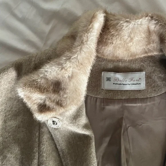 NWT Luxurious PENNY LANE Wool Coat Faux Fur Trim - Picture 10 of 14